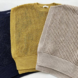【再販】重ね着コーデ　サラッと！!『和紙』メッシュニットベスト【ゴールド・ベージュ・ネイビー】 15枚目の画像
