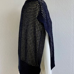 【再販】重ね着コーデ　サラッと！!『和紙』メッシュニットベスト【ゴールド・ベージュ・ネイビー】 7枚目の画像