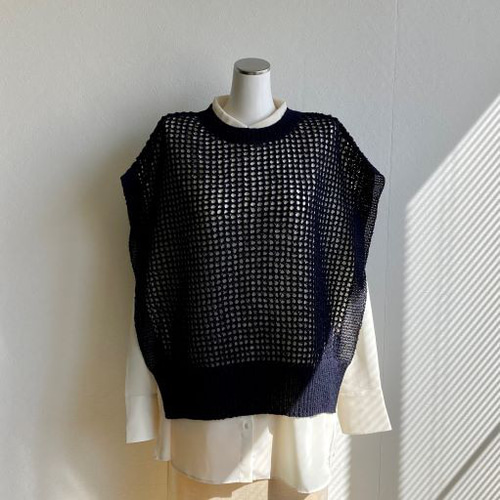 再販】Creema限定 重ね着コーデ サラッと！!『和紙』メッシュニット
