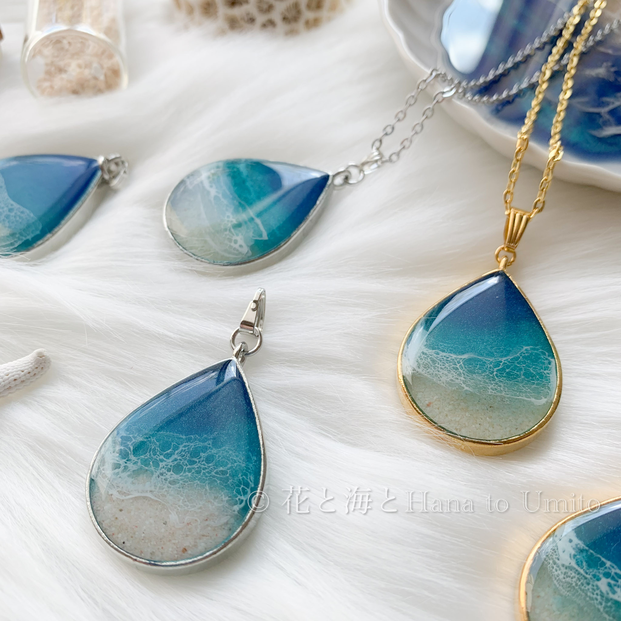 【1459】レジン　ネックレス　ペンダント　ハンドメイド 海色ネックレス✳︎海レジンアート オーシャンアート ネックレス