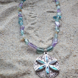 *sv925*Paua Shell flower necklace 　天然石ネックレス 8枚目の画像