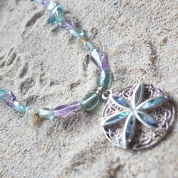 *sv925*Paua Shell flower necklace 　天然石ネックレス 7枚目の画像