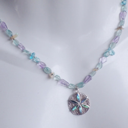*sv925*Paua Shell flower necklace 　天然石ネックレス 6枚目の画像