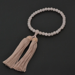 数珠と数珠袋のセット　ローズクオーツ×草華 2枚目の画像