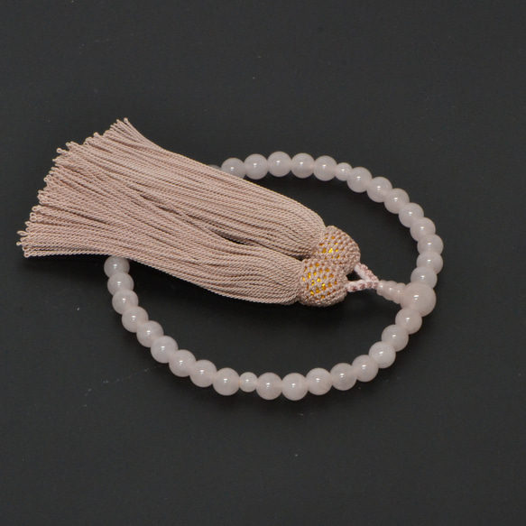数珠と数珠袋のセット　ローズクオーツ×草華 3枚目の画像