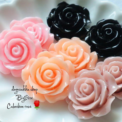 4個☆2.8cmビッグローズ ピンク オレンジ 薄小豆 ブラック 4個☆2.8cmビッグローズ ピンク オレンジ 薄小豆 ブラック
