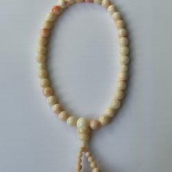 珊瑚のお念珠　主珠約7㎜　正絹長房　おしゃれな芥子色　R50318H5 4枚目の画像