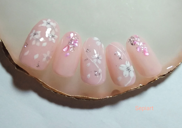 お急ぎ便C♡ ネイルチップ 量産型 現品 千鳥柄 フレンチ