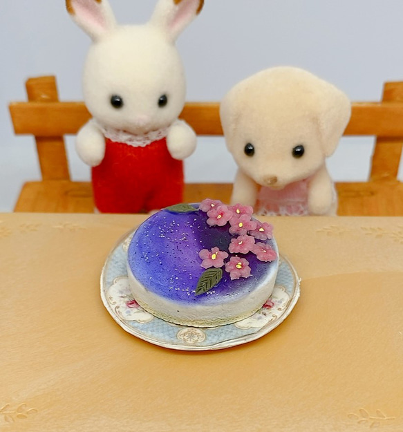 夜桜ケーキ　ミニチュアケーキ 7枚目の画像