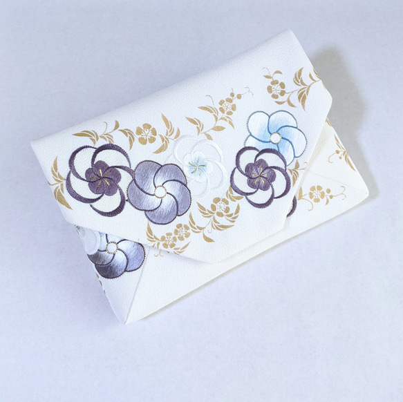 【天然染色日本刺繍】数寄屋袋「季を待つ花」 5枚目の画像