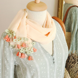 [Made to order] OYA crochet chiffon shawl [Campanella]Orange 第1張的照片