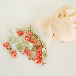 [Made to order] OYA crochet chiffon shawl [Campanella]Orange 第6張的照片