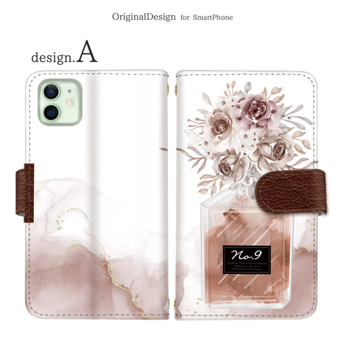 flower-021】スマホケース 手帳型 全機種対応 手帳型ケース
