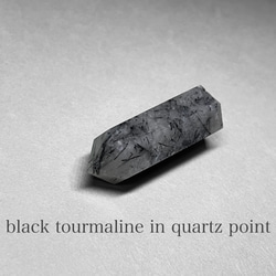 black tourmaline in quartz point/ブラックトルマリンインクォーツポイント : グレーC 1枚目の画像