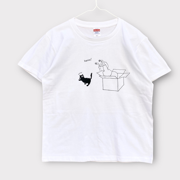 Tシャツ「ねこびっくり！その1」サンドカーキ 7枚目の画像