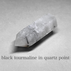 black tourmaline in quartz point/ブラックトルマリンインクォーツポイント : ホワイトB 1枚目の画像