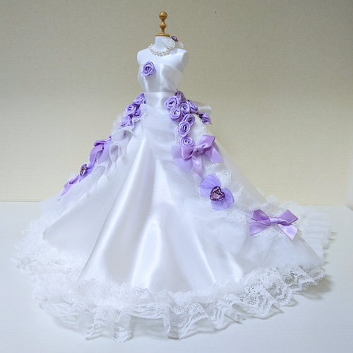153一点物ミニチュアウエディングドレス☆白ホワイトロングドレス結婚