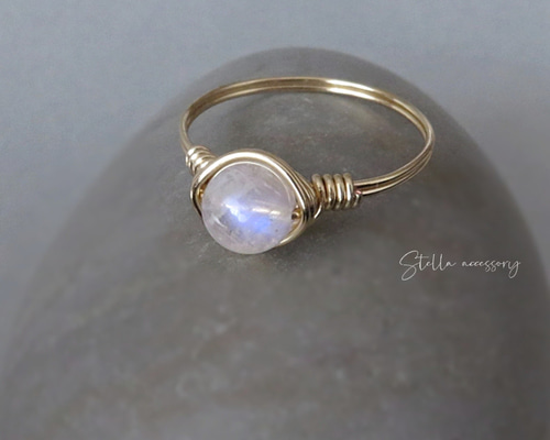 14kgf【レインボームーンストーン】ワイヤーラップ＊デイリー＊プチ