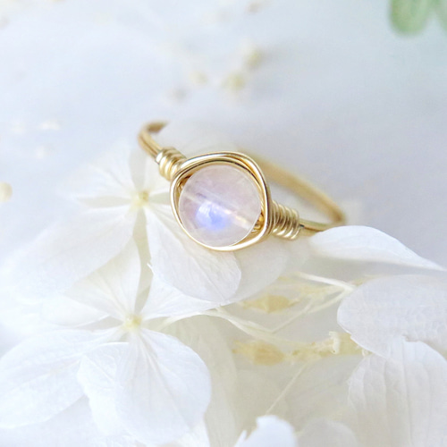 14kgf【レインボームーンストーン】ワイヤーラップ＊デイリー＊プチ