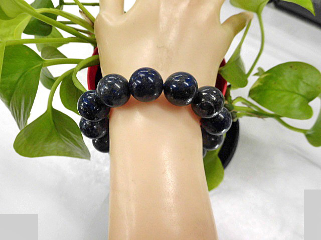 天然石 ラピスラズリ(無着色)16.2ｍｍ玉ブレスレット 内周18.3cm　　　230908520