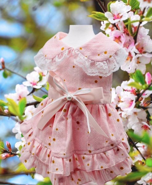 犬服/猫服　ピンク＆お花ワンピース [OP892]