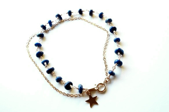 天然石ラピスラズリ ブレスレット Étoiles de Nuit Lapis lazuli bracelet B0023 1枚目の画像