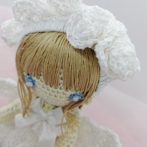 ハンドメイド☆あみぐるみ☆ドール☆天使ちゃん☆青い目☆キラキラおめ