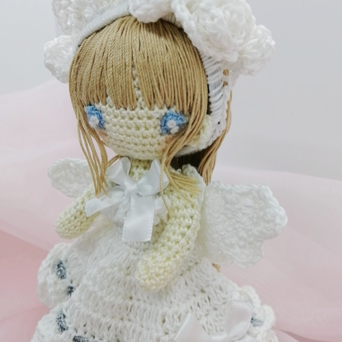 ハンドメイド☆あみぐるみ☆ドール☆天使ちゃん☆青い目☆キラキラおめ