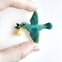《ブローチ》幸せ運ぶ 青い鳥さん 1枚目の画像