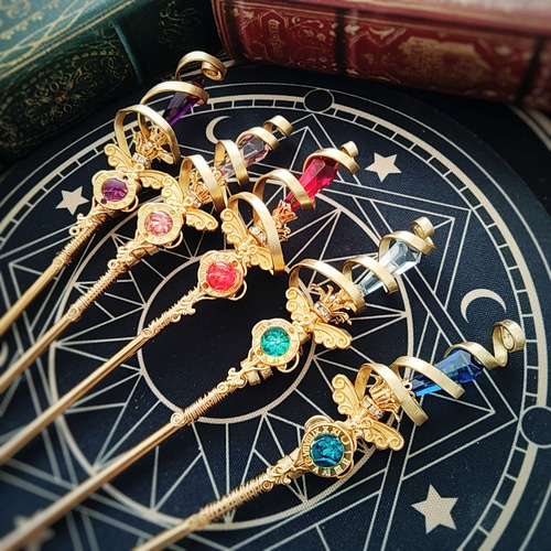 螺旋を描く願いの杖 初級魔法 かんざし ロングver ドール小物