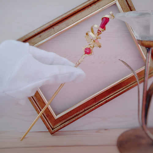 螺旋を描く願いの杖 初級魔法 かんざし ロングver ドール小物