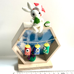 ☆鯉のぼりとうさぎちゃんケース飾り　樹脂粘土　置物　5月の節句　子供の日 2枚目の画像