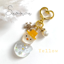 snowman＊キラキラ雪だるまキーホルダー YELLOW 1枚目の画像