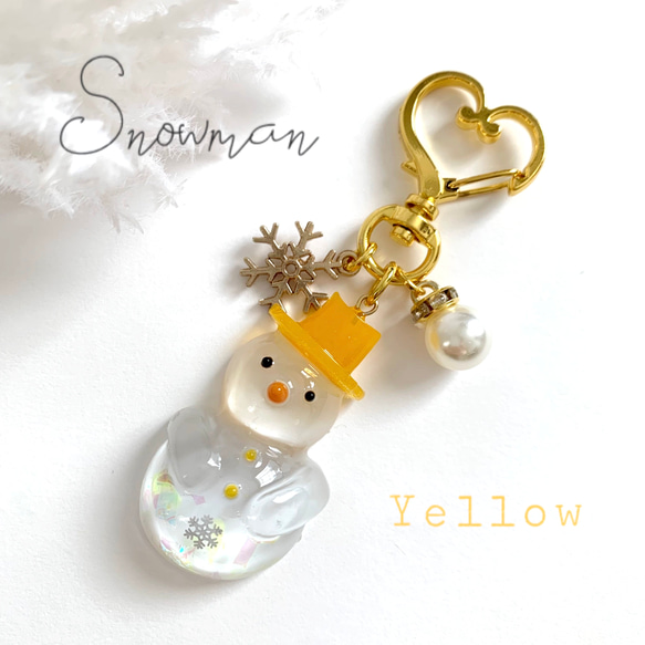 snowman＊キラキラ雪だるまキーホルダー YELLOW キーホルダー