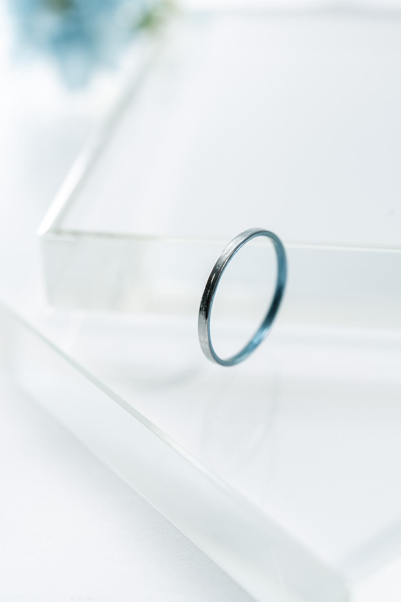 チタンリング アドスカイブルー adsukaiburuu 重ね付け 細指輪 Skinny Ring　約size19号
