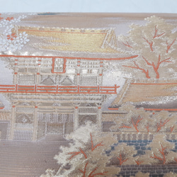 【ロング】ワンタッチ帯　くらわん帯　正絹袋帯リメイク　山門桜文様　作り帯　 8枚目の画像