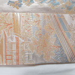 【ロング】ワンタッチ帯　くらわん帯　正絹袋帯リメイク　山門桜文様　作り帯　 12枚目の画像