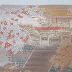 【ロング】ワンタッチ帯　くらわん帯　正絹袋帯リメイク　山門桜文様　作り帯　 7枚目の画像