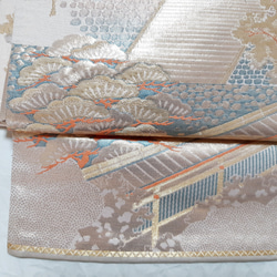 【ロング】ワンタッチ帯　くらわん帯　正絹袋帯リメイク　山門桜文様　作り帯　 9枚目の画像