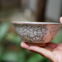 ご飯茶碗　桜　白・金彩（B) 　陶器　京焼・清水焼 1枚目の画像