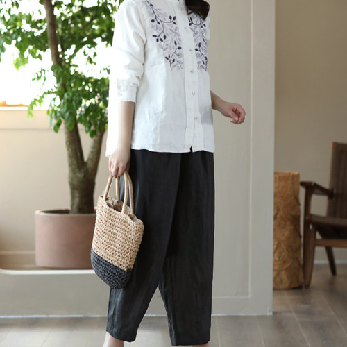 刺繍 シャツ 刺繍 ブラウス リネン シャツ リネン ブラウス トップス