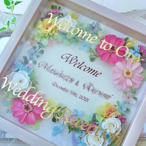 カラフルなウェルカムボード 25％OFF】ウェルカムタイルボード（リーブス） M 60名様対応