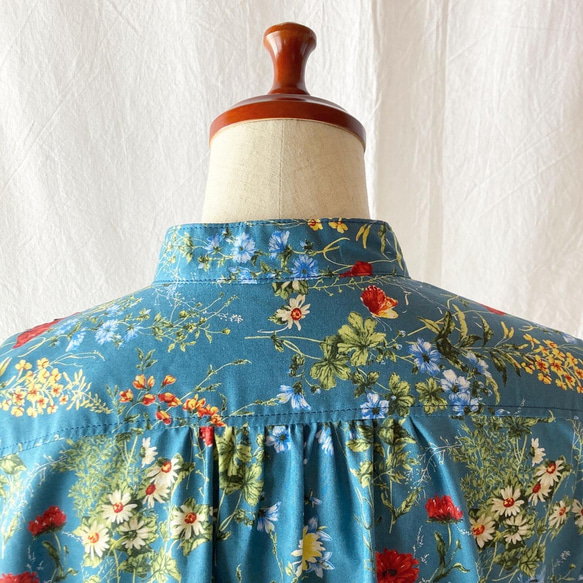 女士梅花連衣裙（長袖）：120cm長（古典園林：藍色） 第3張的照片