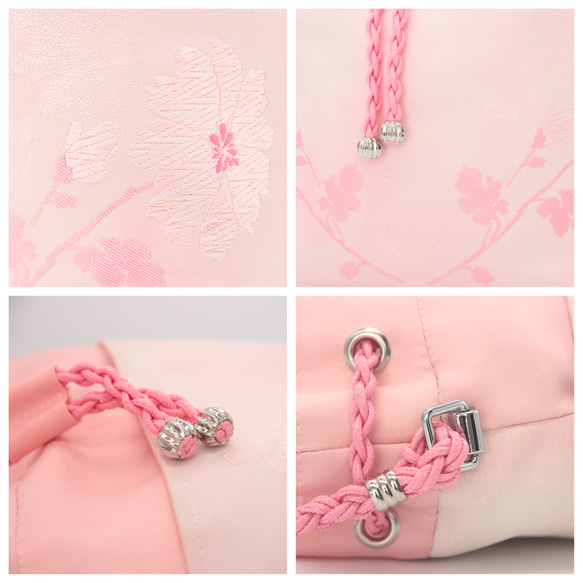 新作  桜色の花柄巾着バック　着物の和装小物、普段遣いにも 卒業式・入学式　ギフト 4枚目の画像