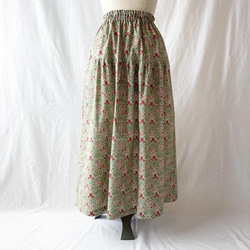 女士層疊裙：85 厘米（古董錦緞：綠色） 第5張的照片