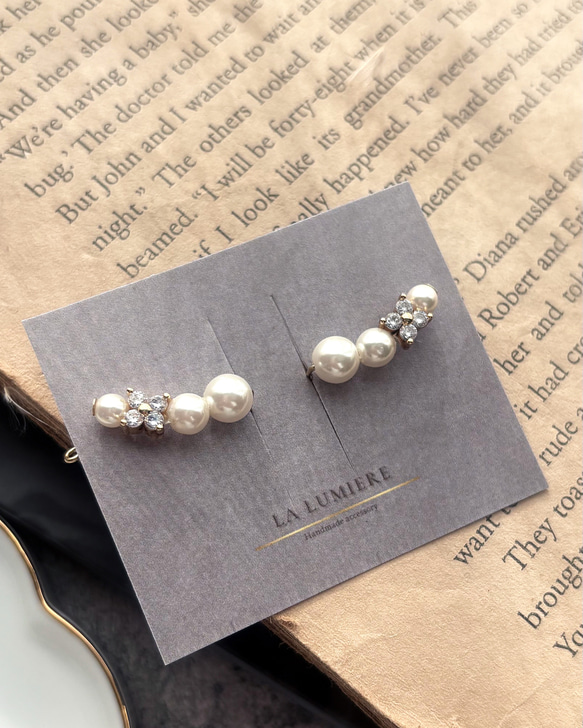 \\新色追加// 着けてる事を忘れる♡イヤークリップ 【ジルコニアフラワー】両耳 4枚目の画像