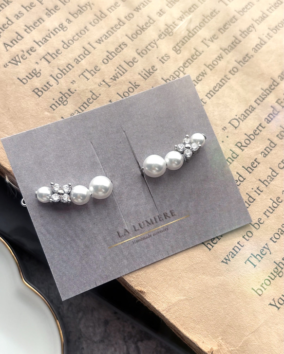 \\新色追加// 着けてる事を忘れる♡イヤークリップ 【ジルコニアフラワー】両耳 5枚目の画像