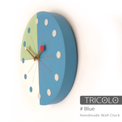 手作りの壁掛け時計　MUU CLOCK TRICOLO (BLUE) デザイン時計　インテリア 3枚目の画像