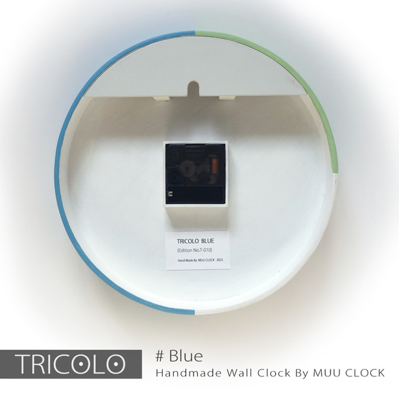 手作りの壁掛け時計　MUU CLOCK TRICOLO (BLUE) デザイン時計　インテリア 6枚目の画像
