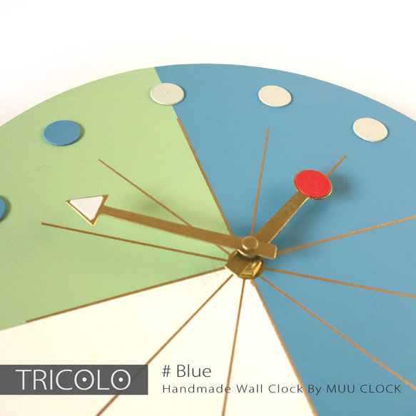 手作りの壁掛け時計　MUU CLOCK TRICOLO (BLUE) デザイン時計　インテリア 5枚目の画像